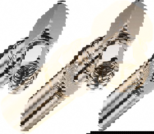 75 Ohm, Right Angle, Jack to Plug Coupler Twist On Coaxial Connector